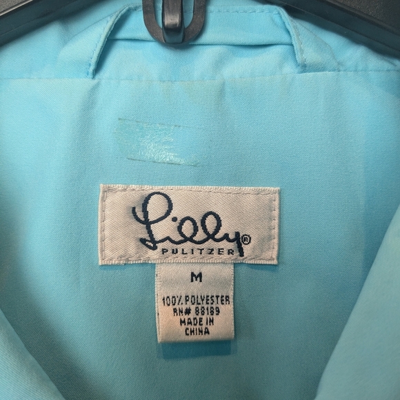 LILLY PULITZER Women Raincoat Style Trench Coat Blue Color With Pockets Size M - Picture 3 of 11